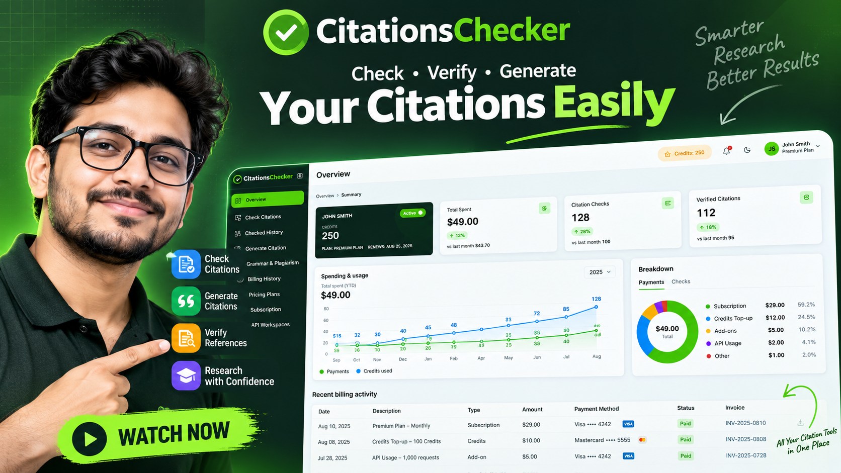 Citations Checker dashboard preview